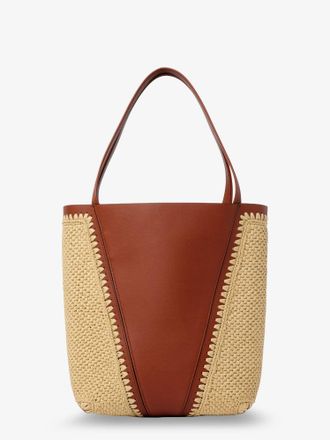 Chlo&eacute; Womens Shoulder Bag Spin Leather-Raffia Brown Leather/raffia