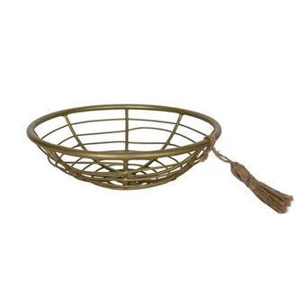 Foreside Home And Garden Trinket Tray Brass Metal with Jute Tassel in Gold at Nordstrom