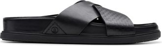 Clarks Mens Torford Cross Slide Sandal, Black Leather, 6 UK