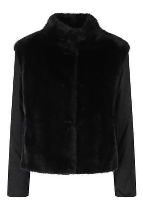 Herno Black High Neck Cashmere Sleeves Polyester Jacket