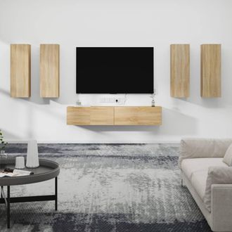 vidaXL Set De Muebles Para Tv 6 Pzas Madera Contrachapada Roble Sonoma Vidaxl