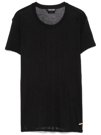Tom Ford logo-plaque T-shirt - women - Bamboo - 40 - Black