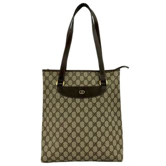 Gucci Brown Leather Pvc Handbag Shoulder Bag Tote Bag (Pre-Owned)