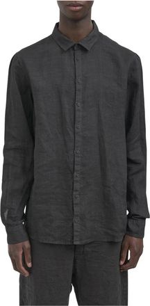 Po&eacute;me Boh&eacute;mien Camicia Regular in Lino - Heren - Casual Overhemden - Grijs - M - Linnen - Overhemden