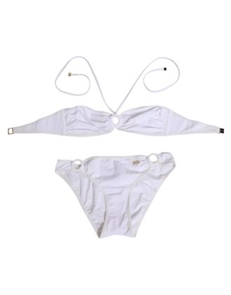 Dolce & Gabbana Womens White Logo Swimsuit 2 Piece Top Bottom Swimwear 25+pa