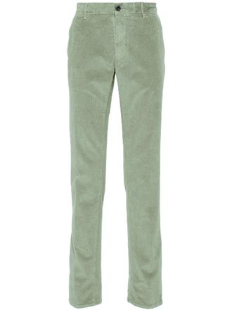 Incotex Straight-Leg Sage Green Pants with Textured Fabric