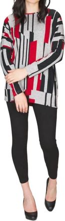 Papillon Linear Print Oversized Sweatshirt In Red