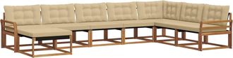 vidaXL Conjunto De Sof&aacute;s De Exterior 8 Uds. Natural Y Beige Vidaxl