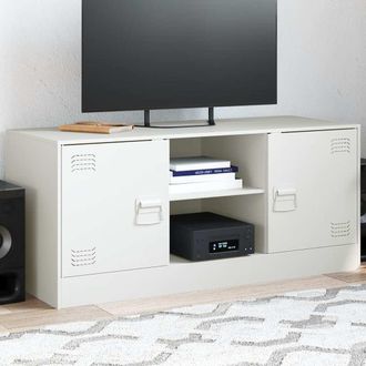 vidaXL Mueble Para Tv De Acero Blanco 99x39x44 Cm Vidaxl