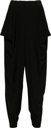 Issey Miyake draped tapered trousers - women - Polyester/Polyurethane/Triacetate - 2 - Black
