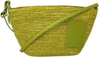 Loewe Pre-owned Raffia Shoulder Bag - Dames - Vintage Schoudertas - Groen - ONE Size - Leer - Vintage