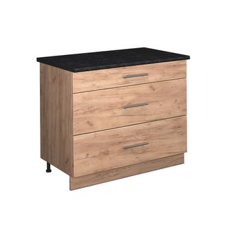 Vicco Mueble Bajo De Cocina Fame-line, Roble Dorado/roble Dorado, 100 Cm, Et Antracita, Vicco