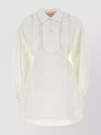 Valentino Garavani cotton blend shirt dress with ruffled detailing