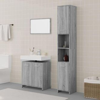 vidaXL Vidaxl - Set De Muebles De Ba&ntilde;o 3 Pzas Madera Contrachapada Gris Sonoma