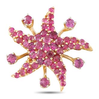 Luxury Bazaar 14K Rose Gold 2.50ct Ruby Star Brooch MF02-091126
