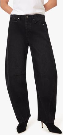 Habitual Harper High Waist Crop Barrel Leg Jeans in Washed Black at Nordstrom, Size 25