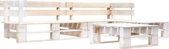 vidaXL Set De Muebles De Pal&eacute;s Para Jard&iacute;n 4 Piezas Madera Blanco Vidaxl