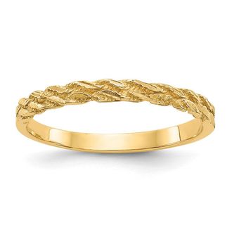 Diamond2Deal 14k Yellow Gold Diamond-cut Rope Ring