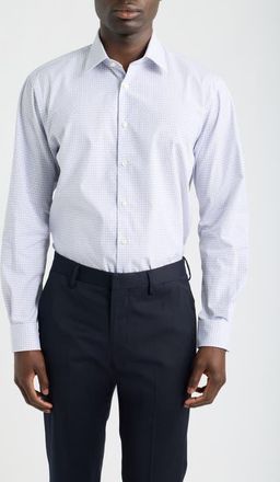 Nordstrom Traditional Fit Check Premium Non-Iron Cotton Dress Shirt in Purple Geovanni Check at Nordstrom, Size 16.5