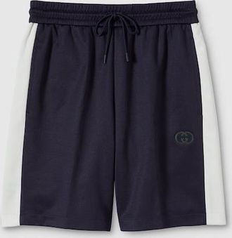 Gucci Technical Jersey Shorts With Embroidery, Size XXXL, Blue, Ready-to-wear