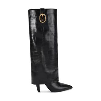 Kurt Geiger Omslaarbare Hoge Laars - Dames - Schoenen - Zwart - Maat: 37 EU Leer