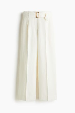 H&M Hose aus Leinenmix mit G&uuml;rtel - Weiss