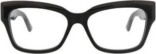 Balenciaga 55mm Rectangular Optical Glasses in Black Black Transparent at Nordstrom Rack