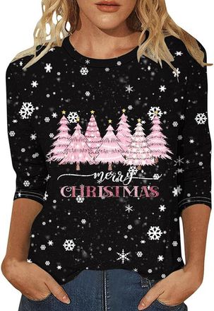 Generic Black+of+Friday+Deals+2024 Xmas Jumpers for Women UK Christmas Jumpers for Women Christmas Tops Womens Full Zip Hoodies Black One Shoulder Tops Black 