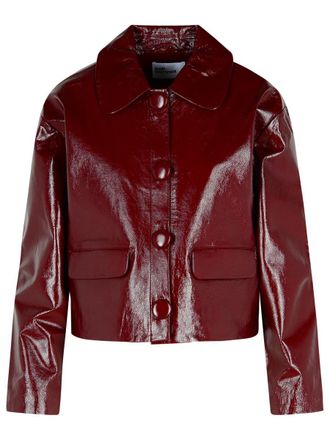 Self Portrait Burgundy Leather Jacket