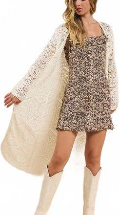Sadie & Sage Las Palmas Intricate Long Knit Cardigan In Ivory