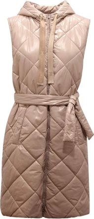 Marella Jassen, Dames, Beige, L, Polyester, Reversible Mouwloze Jas Cirino Model