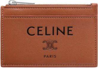 Celine Zipped Card Holder in Smooth Lambskin - Heren - Portefeuilles - Bruin - ONE Size - Leer - Accessoires