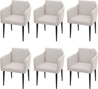 Hhg Set 6x poltrone sedie pranzo soggiorno Lounge HHG-734, tessuto avorio beige