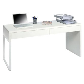 Dmora Escritorio Reversible Con Dos Cajones, Color Blanco Brillo, Medidas 138 X 75 X 50 Cm, Con Embalaje Reforzado - Dmora