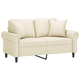 vidaXL Sof&aacute; De 2 Plazas Con Cojines Cuero Sint&eacute;tico Color Crema 120 Cm Vidaxl