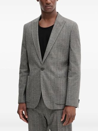 HUGO BOSS checked single-breasted blazer - Grey