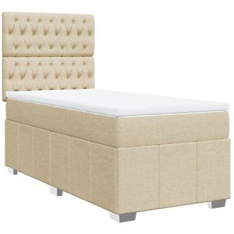 vidaXL Cama Box Spring Con Colch&oacute;n Tela Color Crema 90x200 Cm Vidaxl