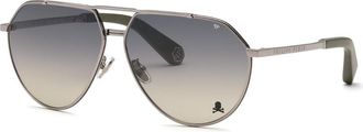 Philipp Plein SPP007V 0508 Mens Sunglasses Silver Size 64