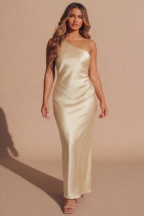 Femme Luxe Womens One Shoulder Twist Back Cut Out Maxi Dress - Yellow - Size 10 UK