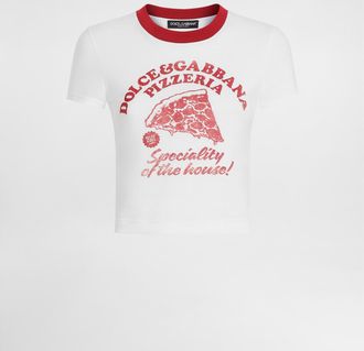 Dolce & Gabbana Jersey T-shirt With Print - Woman T-shirts And Sweatshirts White 36