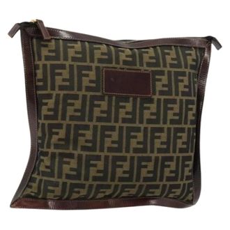 Fendi Pre-owned Clutches, female, Brown, Size: ONE SIZE Pre-owned Zucca Canvas Pouch