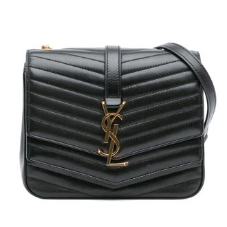 Saint Laurent Tweedehands Kleine Chevron Lamsleer Monogram Sulpice Tas