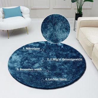 Bruno Banani Hochflor-Teppich »Dana Teppich, Kundenliebling« rund 30 mm Höhe unifarben, Mikrofaser Teppiche, Wohnzimmer, Schlafzimmer, Esszimmer