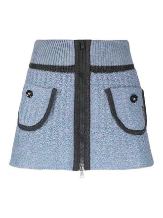 Cormio Floral-embroidery knitted miniskirt