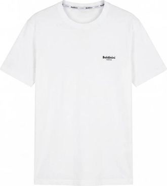 Baldinini Trend T-shirt met ronde hals en korte mouwen - Heren - Tops - Wit - Maat: 2XL Katoen