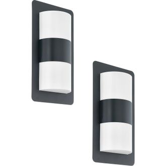 Loops 2 PACK IP44 Outdoor Wall Light Anthracite Zinc Plated Steel 2x 10W E27 in Metallics