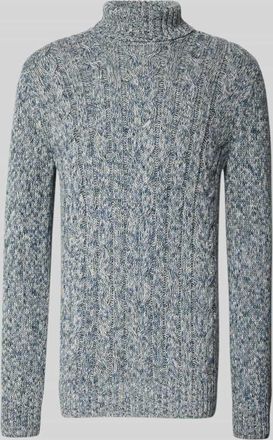 Ragman Strickpullover mit gerippten Abschlüssen in Jeansblau, Größe XXXL