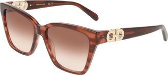 Ferragamo Brown Gradient Square Ladies Sunglasses SF2110S 656 57