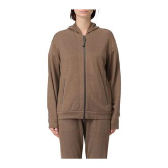 Brunello Cucinelli Brunello Cucinelli, Zip-throughs, female, Brown, Size: XS Hooded Zip-Up Jacket