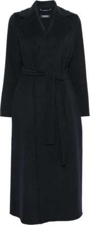 Max Mara Cappotto Poldo con cintura - Dames - Jas met riem - Blauw - M - Wol - Jassen